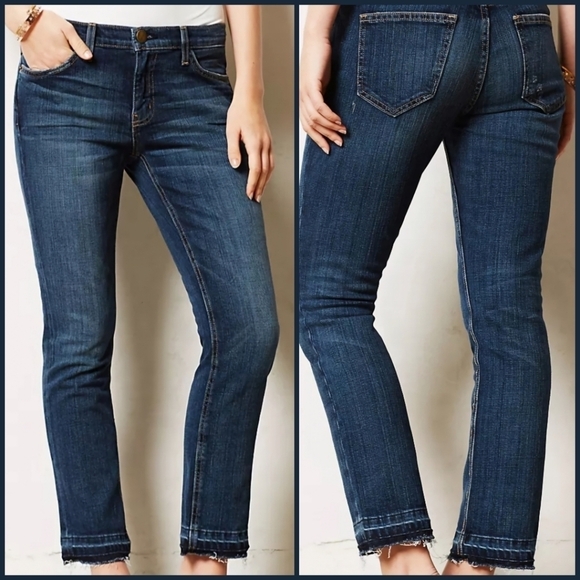 Current/Elliot The Straight Cropped Medium Wash Jeans Size 28 Light distressing - Picture 1 of 15